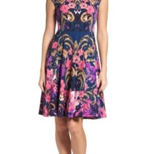 Maggy London cap sleeve floral dress.